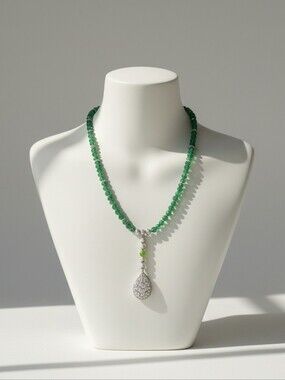 NWT Green Beaded Necklace with Pendant